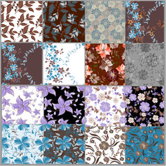 Vector spring abstract background flowers seamless pattern