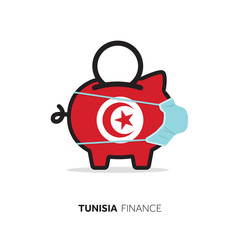 Tunisia healthcare cost. Piggy bank wearing a protective face mask