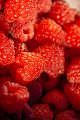 Closeup shot of raspberries in a bowl