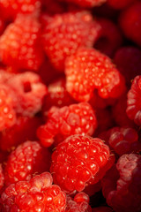 Closeup shot of raspberries in a bowl