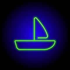 retro neon green ship icon on black background