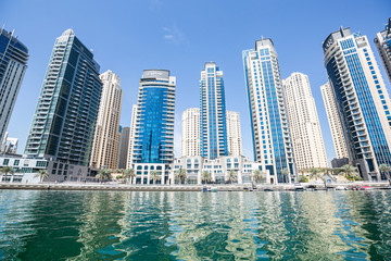 Fototapeta na wymiar Dubai Marina skyline view from riverside