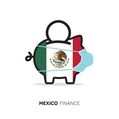 Mexico healthcare cost. Piggy bank wearing a protective face mask