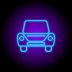 neon blue car icon on black background
