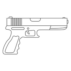 black and white flat vector icon of pistol