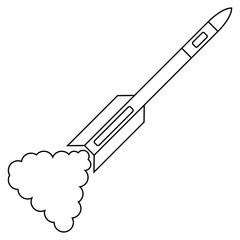 black and white flat vector icon of army weapon rocket