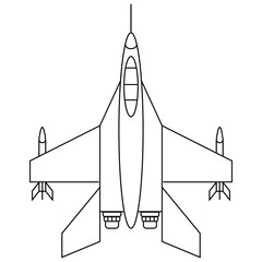 black and white flat vector icon of army airplane