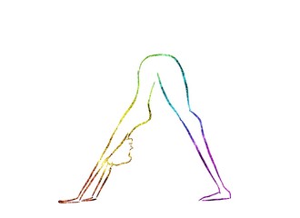 Young woman is engaged in gymnastics, logo. Yoga poses