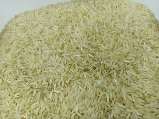 Raw white rice background. Close up