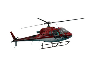 Red helicopter isolated on white