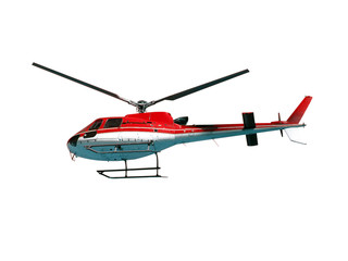 Red helicopter isolated on white