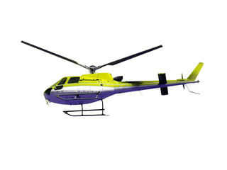 Yellow helicopter isolated on white