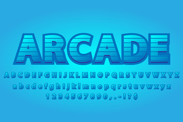 3d blu cartoon style alphabet text effect