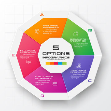 Decagon for infographics,Diagram with 5 options,Vector template for presentation.