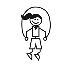 stick figure girl exercise jump rope 