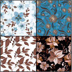 Vector spring abstract background flowers seamless pattern