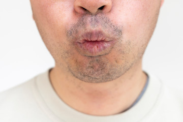 Fototapeta premium 無精ひげの男の口元