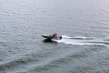 Fototapeta premium The family enjoying boating at Baltic Sea