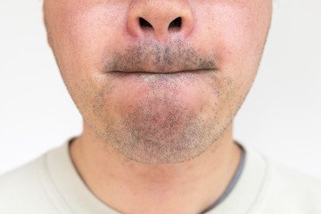 Obraz premium 無精ひげの男の口元