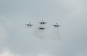 Airplanes in the sky at an air show