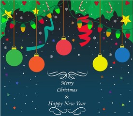 Fototapeta na wymiar Merry Christmas and Happy New Year vector design. 