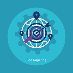 Vector illustration of geo targeting flat  design concept.