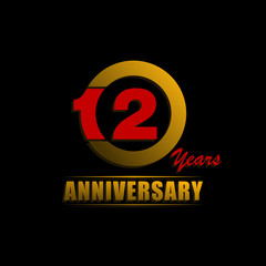 Obraz premium 12 Years Anniversary Logo Template with ribbon