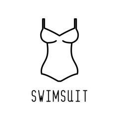 Swimsuit line icon. Ladies clothes for summer vacation. Swimwear fashion. Vector illustration.