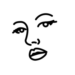 Beautiful woman face line art. Vector illustrator