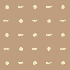 seamless pattern of cream-color circles and lines with brown background in crayon style.