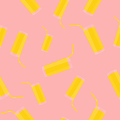 Orange Juice Seamless Pattern Pink Background or Wallpaper