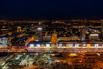 Warszawa warsaw noc nocą osiedle panorama - obrazy, fototapety, plakaty