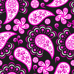 Paisley. Bright seamless pattern. Traditional Indian ornament. Vector illustration.