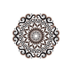 Mandala. Circular ornament. An isolated element for design and coloring on a white background. Vector illustration.