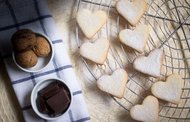 Fototapeta na wymiar biscuits on the table with sugar and chocolate