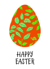 Hand lettering HAPPY EASTER card illustration. Colorful egg. Easter egg hunt. 