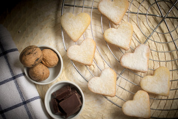 biscuits on the table with sugar and chocolate