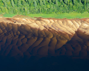 Obraz premium Aerial shot of river and sandbank, Klarälven, Värmland, Sweden