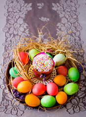 easter eggs in a basket