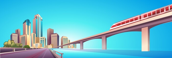 City street buildings, skyline view