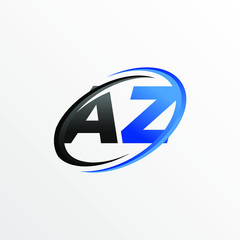 Initial Letters AZ Logo with Circle Swoosh Element	