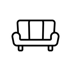 Home sofa icon vector. Thin line sign. Isolated contour symbol illustration