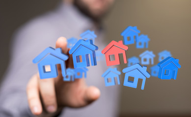 Hands - Holding House digital concept.