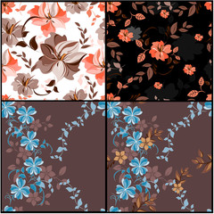Vector spring abstract background flowers seamless pattern