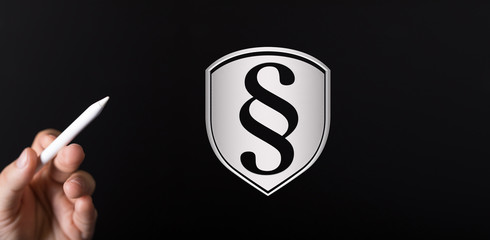 paragraph law sign digital in hand 3d