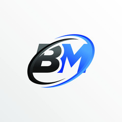 Initial Letters BM Logo with Circle Swoosh Element	