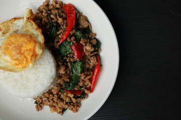 Thailand street food is called Pad Ka Prao Khai Dao.