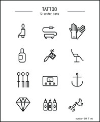 Collection of vector images on the theme of tattooing and personality for a tattoo parlor