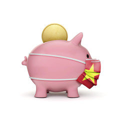 Vietnam healthcare savings. Piggy bank with face mask. 3D Render