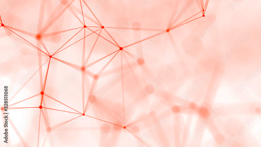 Fototapete Polygonal white background with connecting dots and lines. Network connection structure. Plexus effect. 3d rendering.